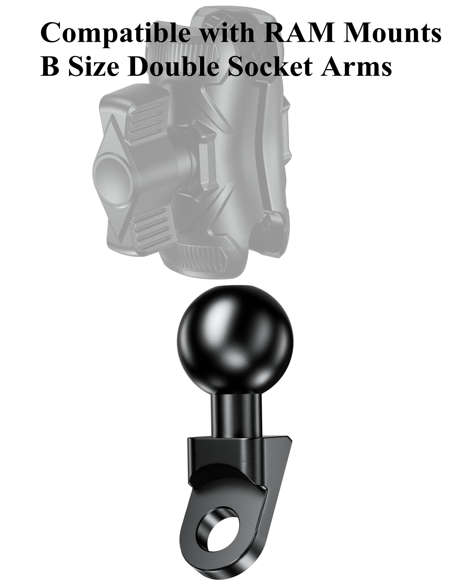 Brcovan 1'' Ball Mount Adapter Compatible With Ram Mounts B Size Double Socket Arm, Mounting Hole Diameter 10Mm, Angled Design