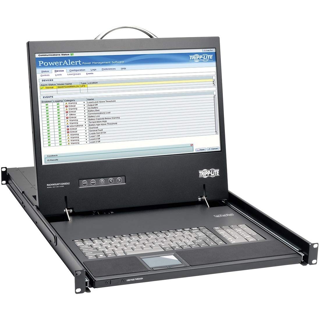 Tripp Lite Rack Console 1URM DVI, VGA for KVM Switch, 19 LCD 1080p Rack-Mount TAA (B021-000-19-HD2), black