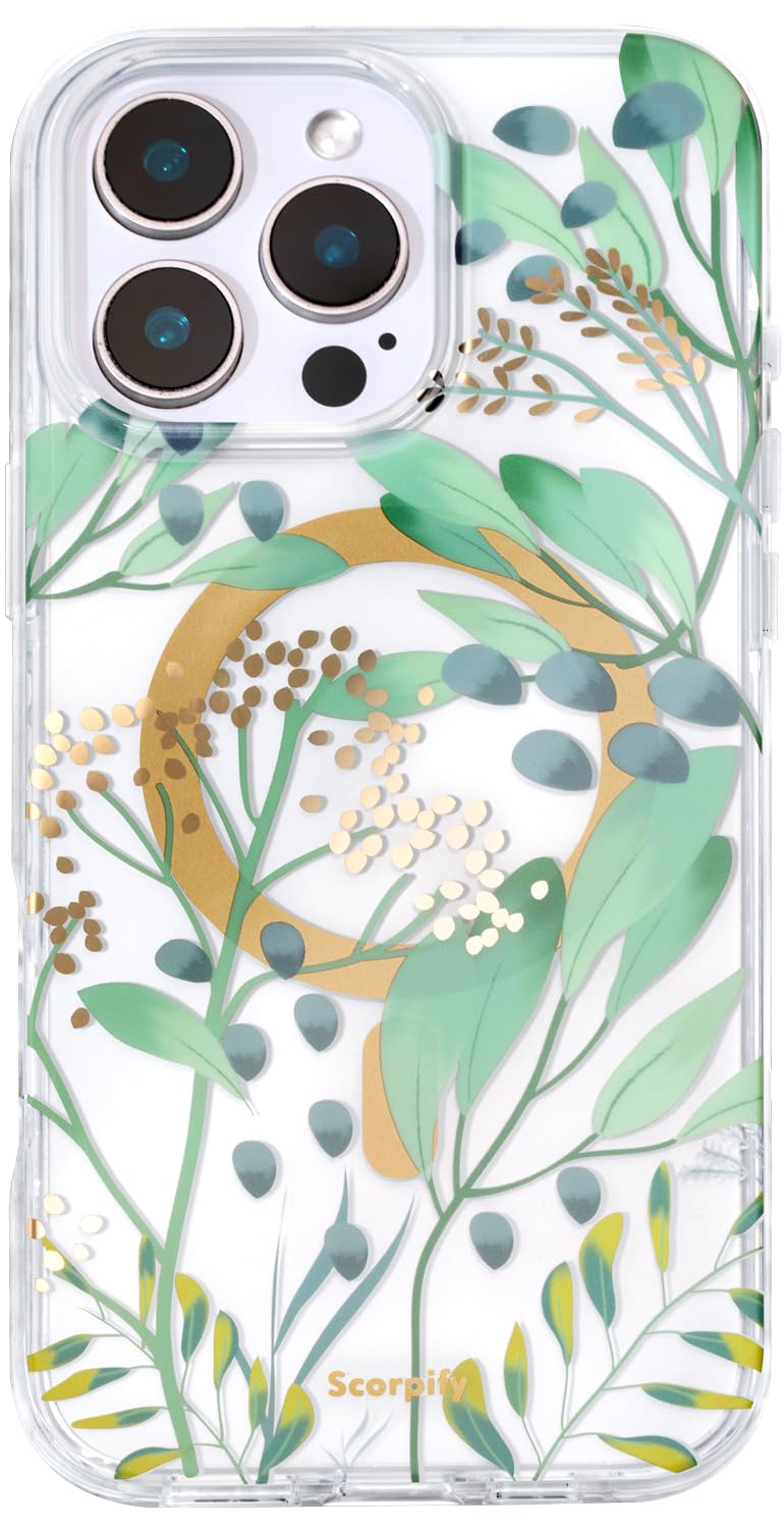 SCORPIFY for iPhone 16 Case [Compatible with MagSafe] with Summer Meadow Floral Design, Cute Clear Flower Magnetic Phone Cover f