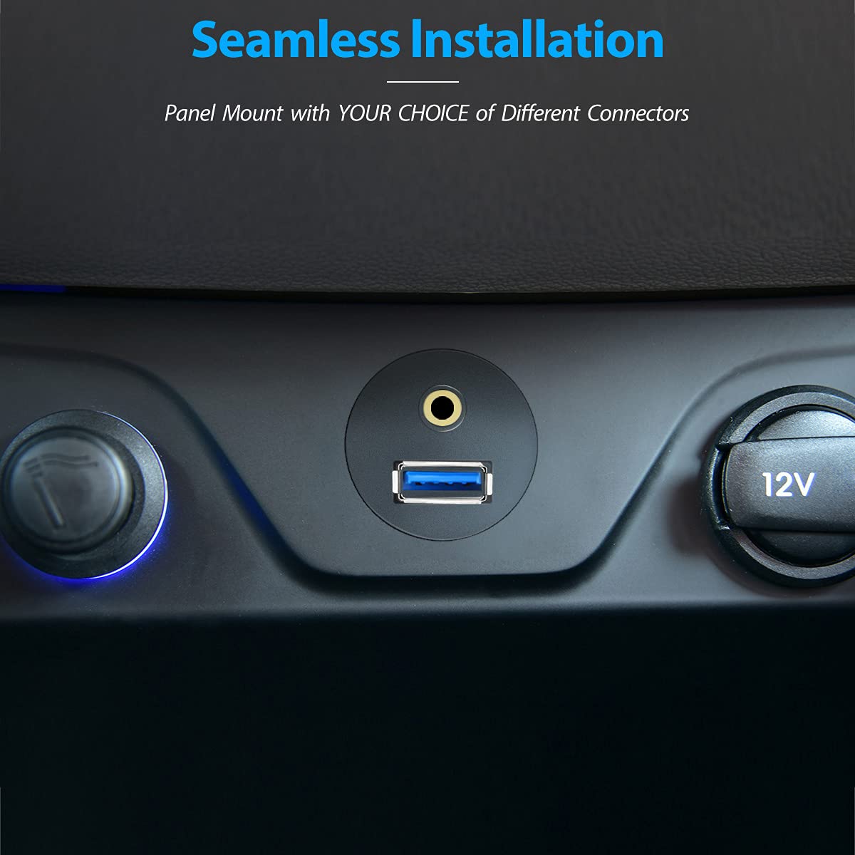 Urwoow Usb Flush Mount   3.5Mm & Usb 3.0 Aux Extension Mount, Dash Mount, Flush Mount, Panel Mount Cable, For Car, Boat, Motorcy