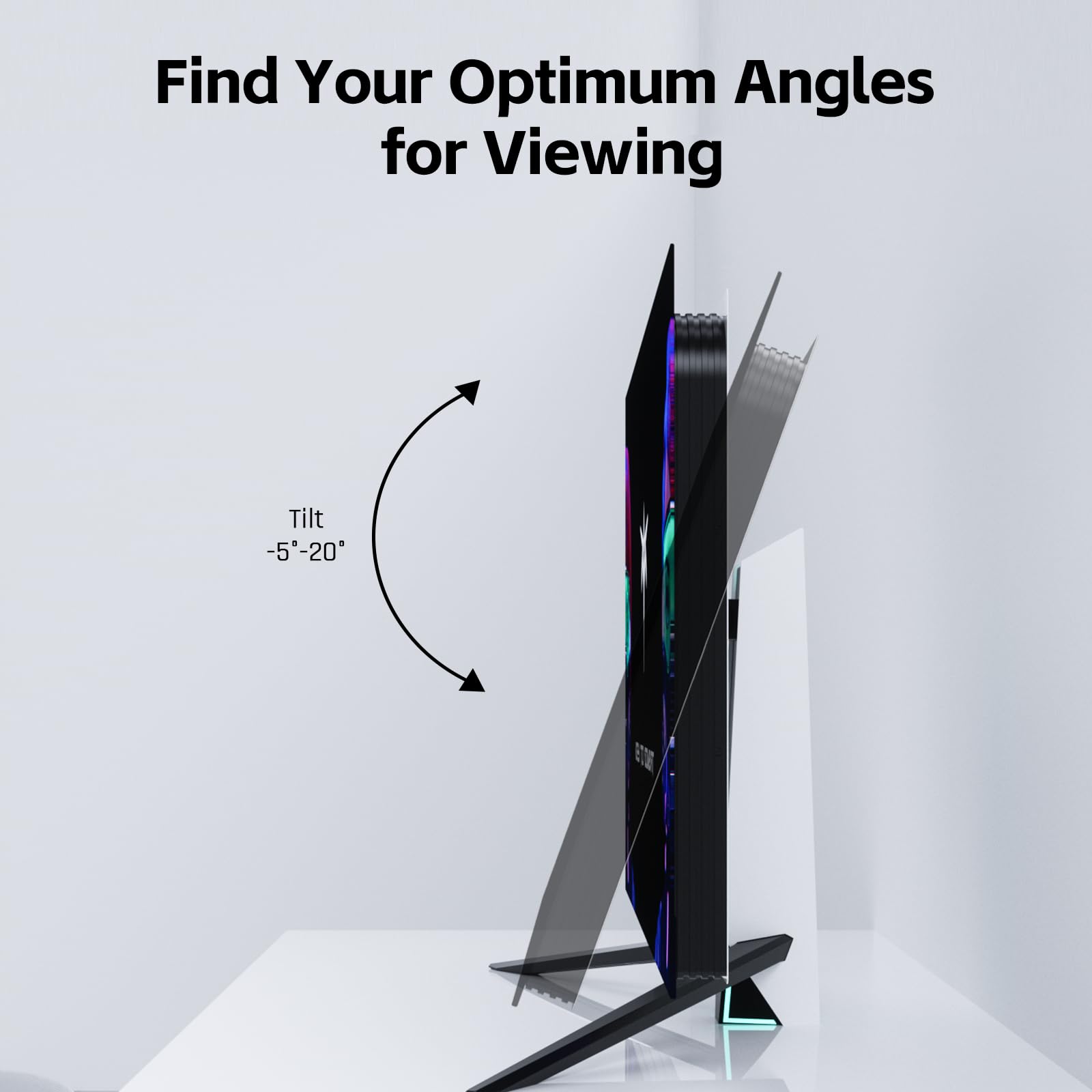 Ktc G42P5/G48P5S Stand Set - White Monitor Stand, For 42/48 Inch Oled Monitor, Sturdy Metal Design, -5 ~ +20 Tilt With Rgb Light