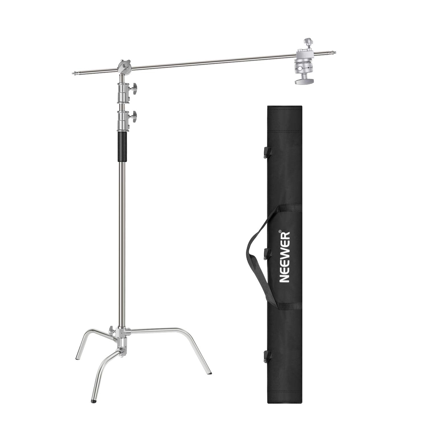 Neewer 10 Feet/3 Meters Adjustable C Stand Light Stand With 4 Feet/1.2 Meters Extension Boom Arm, 2 Pieces Grip Head And Carry B