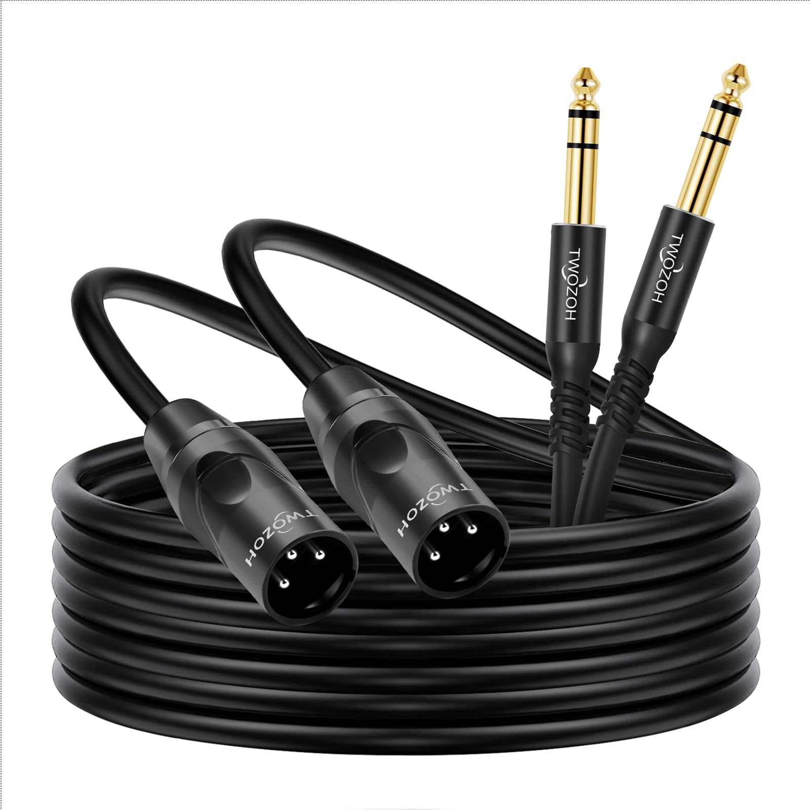 Twozoh 1FT 2 Pack 1/4 Inch to XLR Male Stereo Guitar Cable (Professional/HiFi)