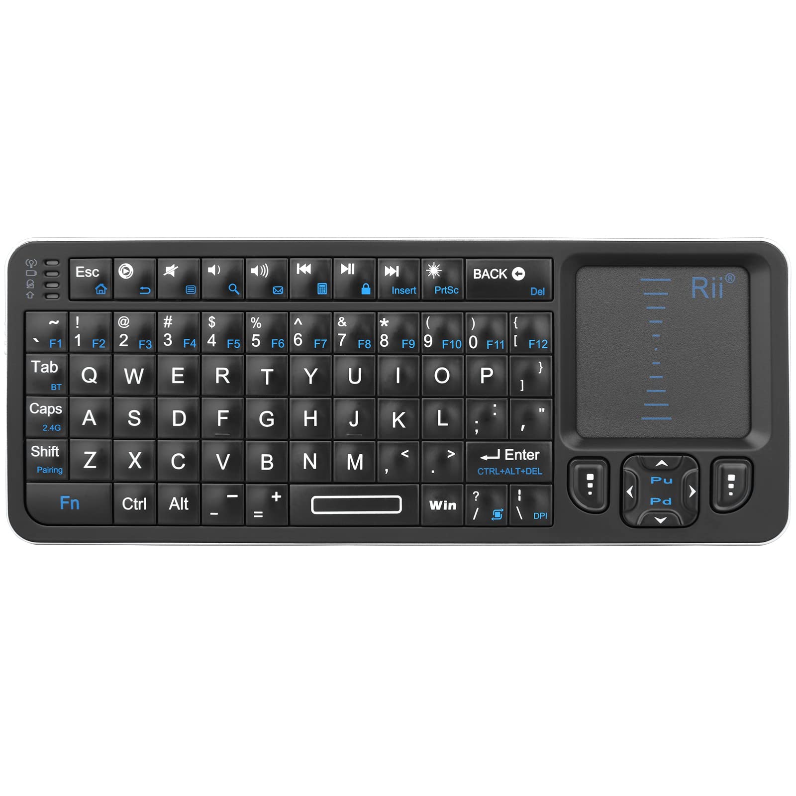 Rii K06 Mini Bluetooth Keyboard,Backlit 2.4Ghz Wireless Keyboard With Ir Learning, Portable Lightweight With Touchpad Compatible