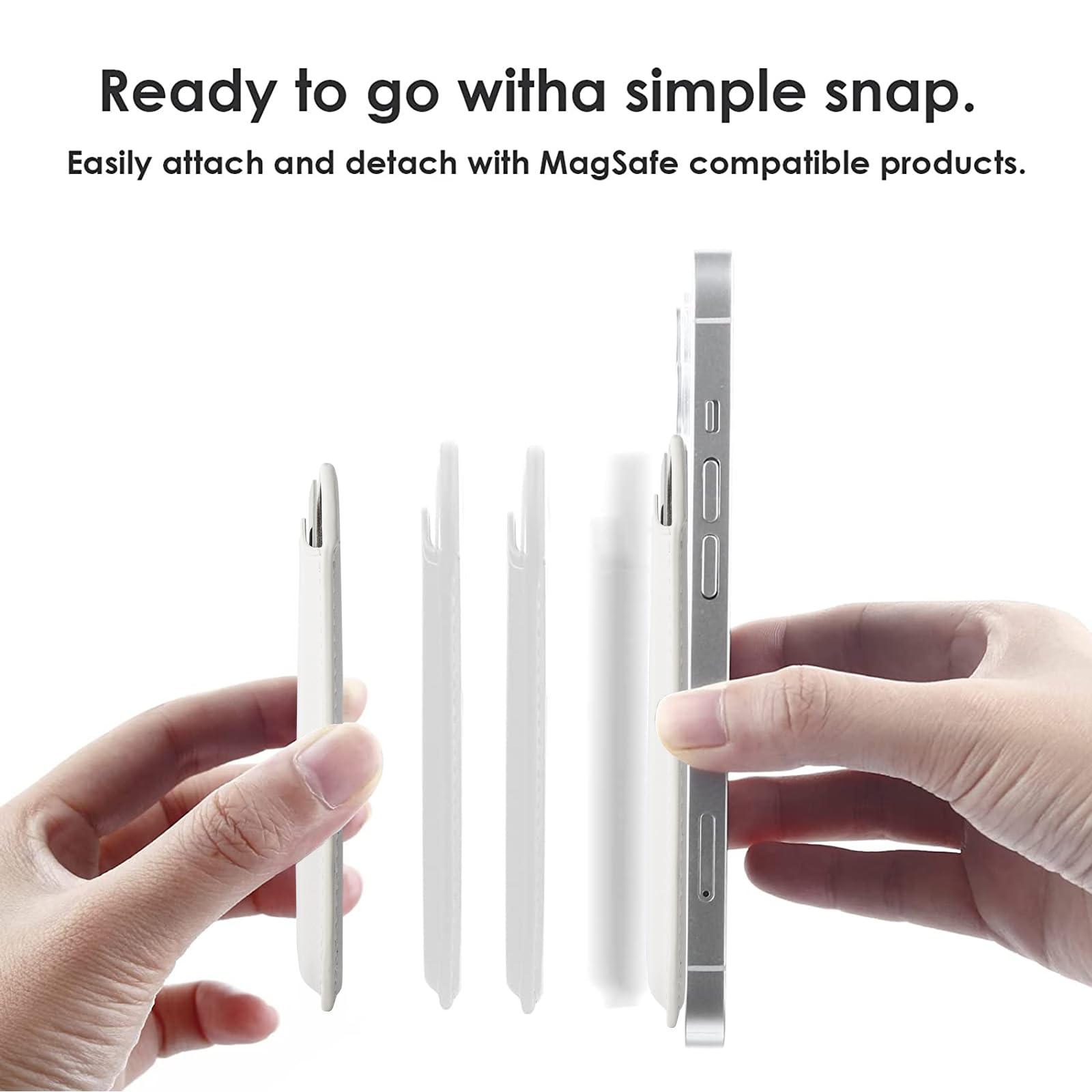 WALLFID MagSafe Wallet Leather for iPhone 15/14/13/12 Pro/Max/Plus/Mini, RFID Card Holder, White