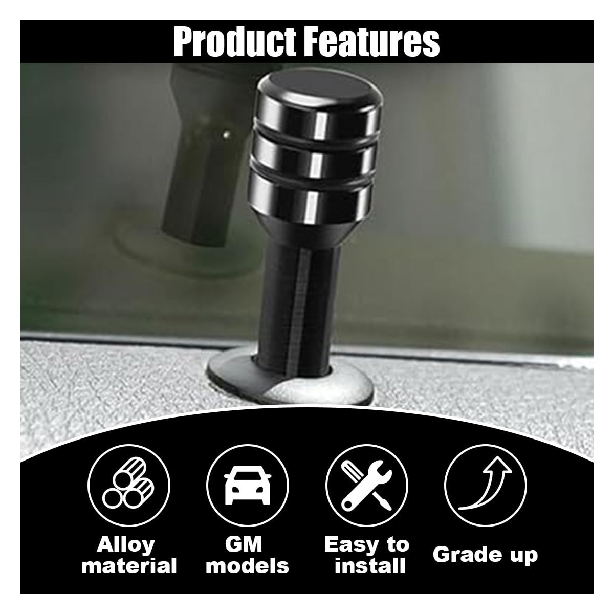 4Pcs Car Door Lock Knobs, 1.96  0.47 Inch Door Lift Bolt Auto Inner Door Pull Pins, Aluminum Alloy Door Lock Cover Decor, Univer
