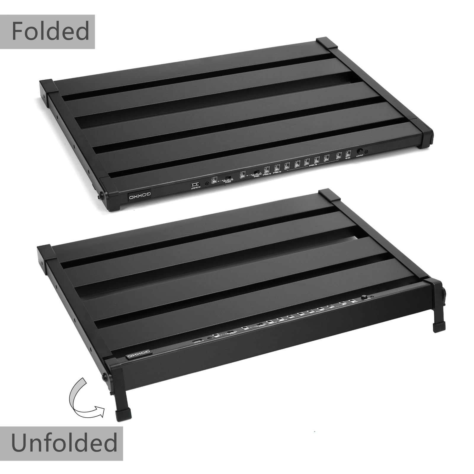 Gokko 20.5'' X 13.8'' Pedal Board With Integrated Power Supply, Aluminum Folding Powered Guitar Pedalboard With Carry Bag (Gk 58