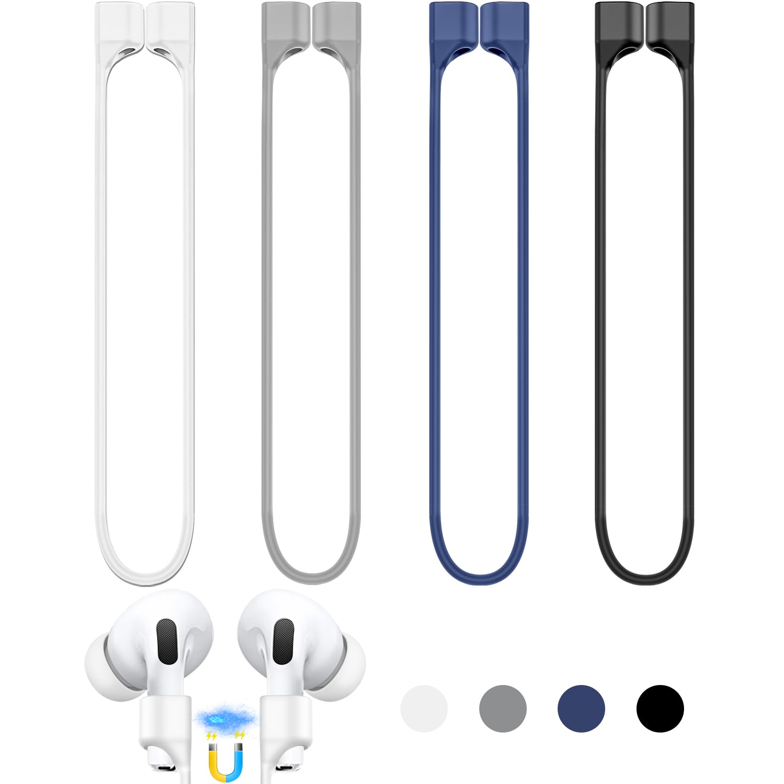 Inesore 4 Pack for AirPod Pro 3 Strap with AirPod Lanyard Anti-Lost Cord for Sports Anti-Loss Accessories Compatible with AirPod