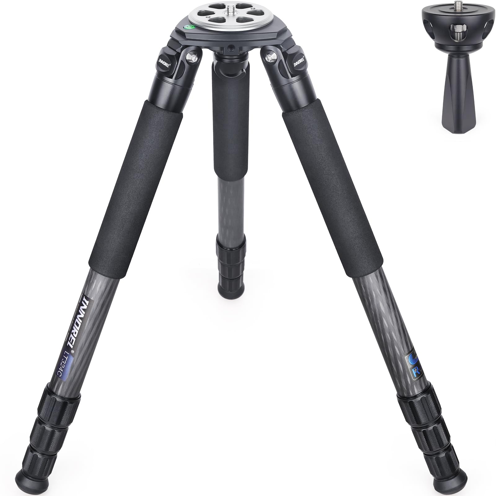 Portable Carbon Fiber Tripod Innorel Lt324C Professional Heavy Duty Tripod Stand With 75Mm Adapter For Camera,Bird Photography,Dslr,Max Load 66Pounds/30Kg,Max Height 57Inches/146Cm Black
