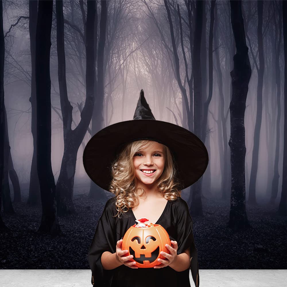 Maqtt 7X5Ft Misty Dark Forest Backdrop For Halloween Party Decoration Scary Halloween Night Photography Backdrop Vampire Witch W