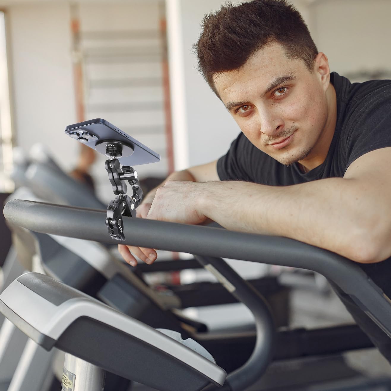 Fpn All-Metal Magnetic Phone Holder For Magsafe, Magnet Phone Mount With Super Clamp For Spin Bike/Microphone Stand/Cart/Railing