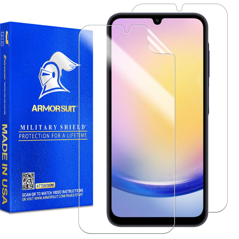 ArmorSuit 2 Pack Screen Protector for Samsung Galaxy A25 5G (6.5) Case Friendly MilitaryShield HD Clear Film - Made in USA