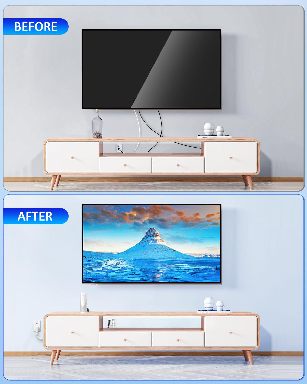 HAPYTHDA In Wall Cable Management Kit for TV Recessed Outlet Plastic White