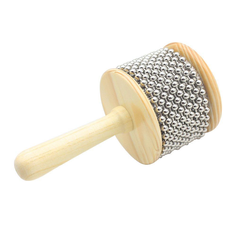 Mowind Wooden Cabasa Hand Shaker Percussion Instrument With Metal Beads For Classroom Band 3.4'' Size
