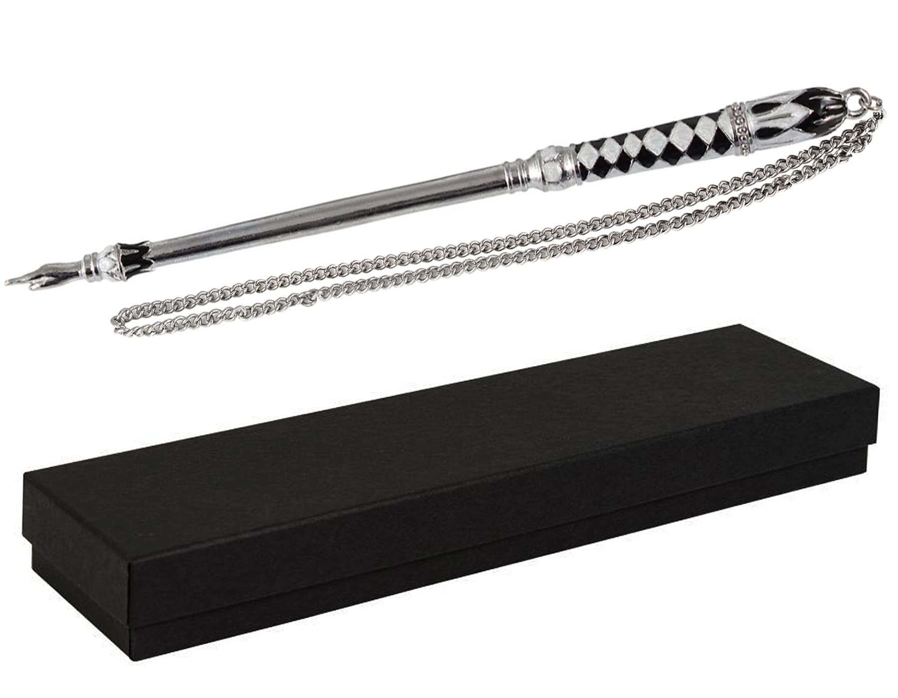 Torah Pointer Yad Silver Plated Tora Scroll Reading Hand Assistant Decorated in Black and White Enamel in Giftable Box by Zion J