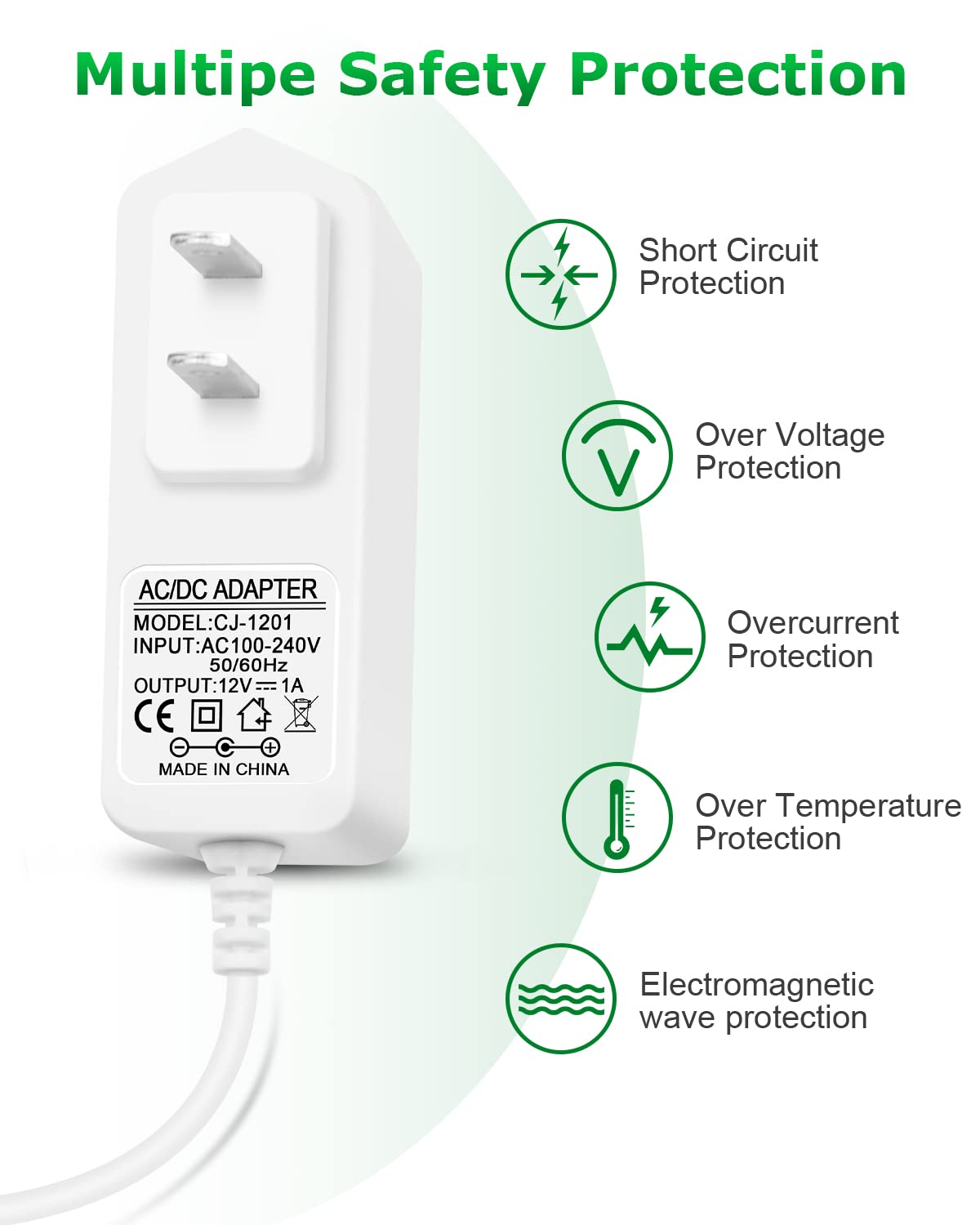 Arkare 12V 1A Power Supply Adapter 12V 1A 0.8A 0.5A Ac Adapter Charger Replacement Power Cord Wall Charger Ac 100V 240V To Dc 12