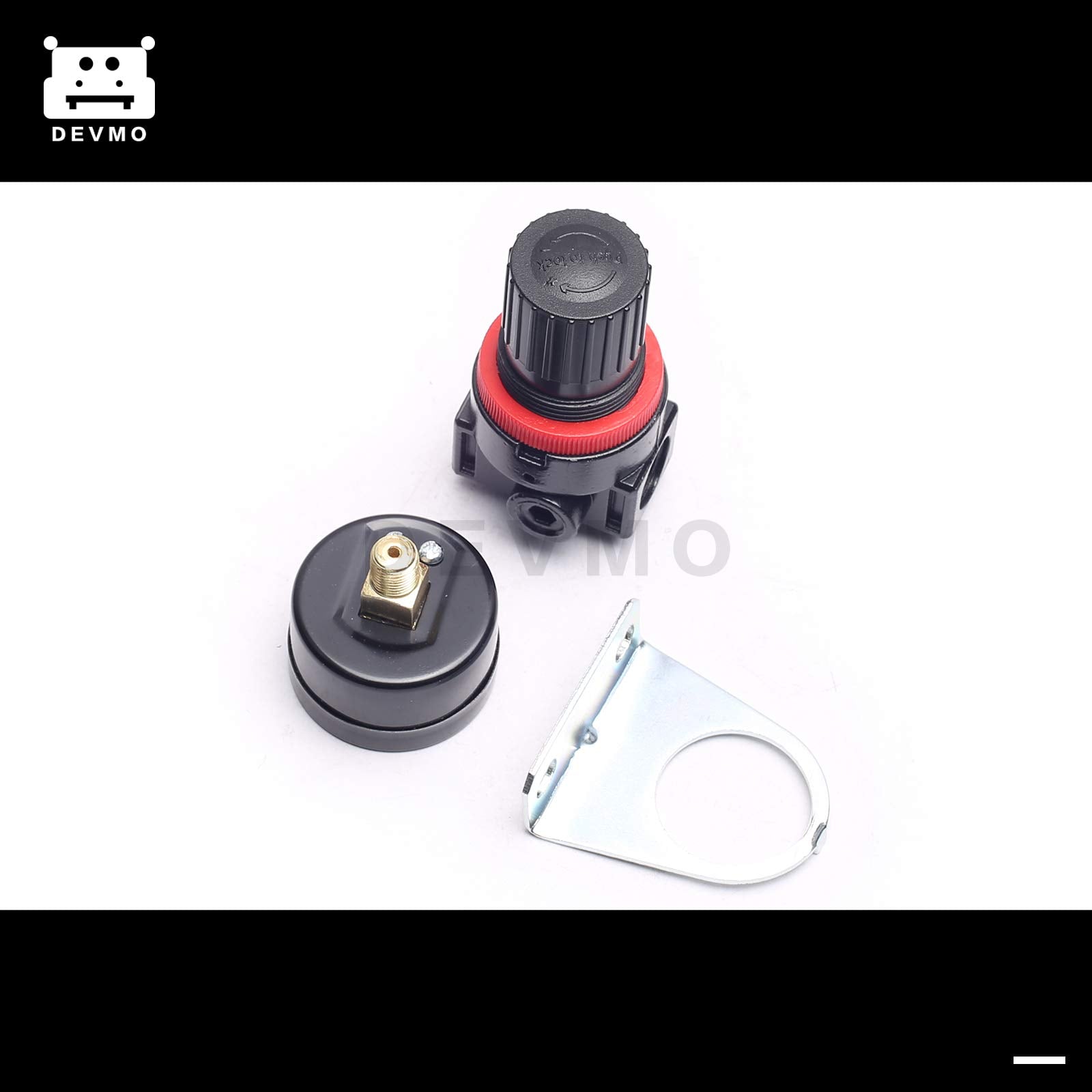 Devmo Air Control Compressor Pressure Gauge Relief Regulating Regulator Valve Ar2000 Aluminum Alloy With Gauge