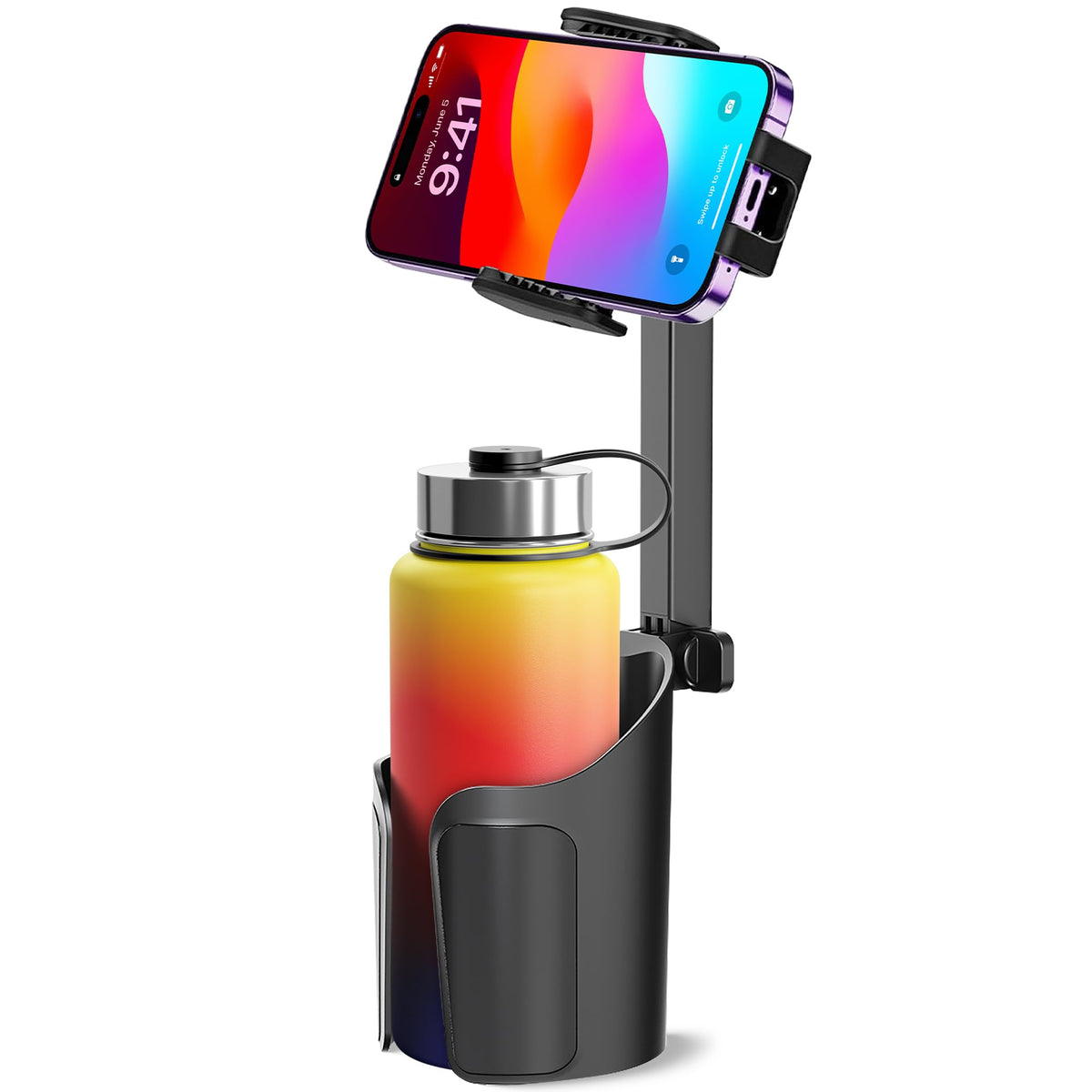 2-In-1 Cup Holder Phone Holder For Your Car Bottle Friendly Cup Cell Phone Holder Mount For Car Height Adjustable Sturdy Fit 4-7