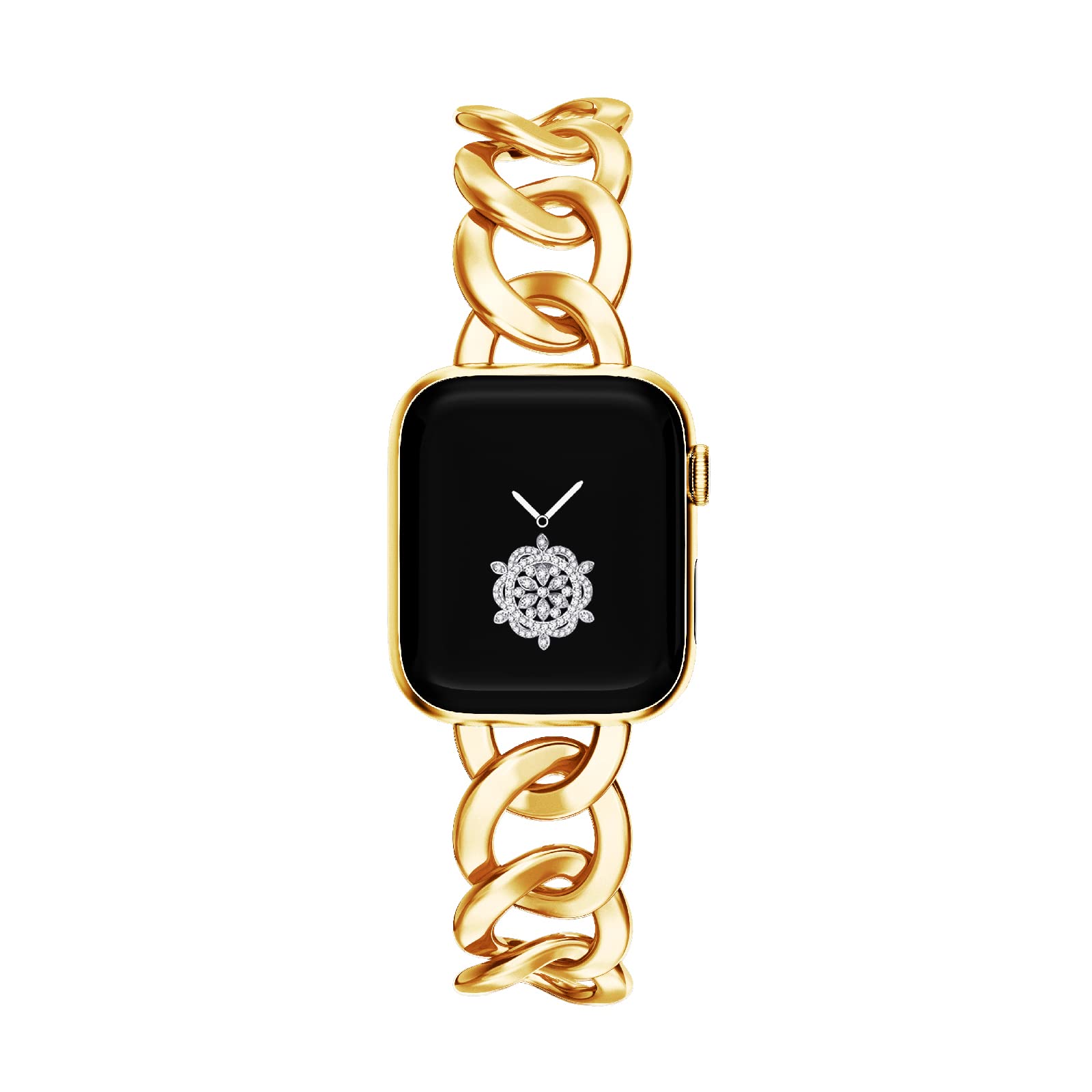 Kolgios 42/44/45Mm Gold Cool Chain Women Metal Smartwatch Band Compatible For Apple Watch Series 7/6/5/Se/4/3/2/1 Man Adjustable