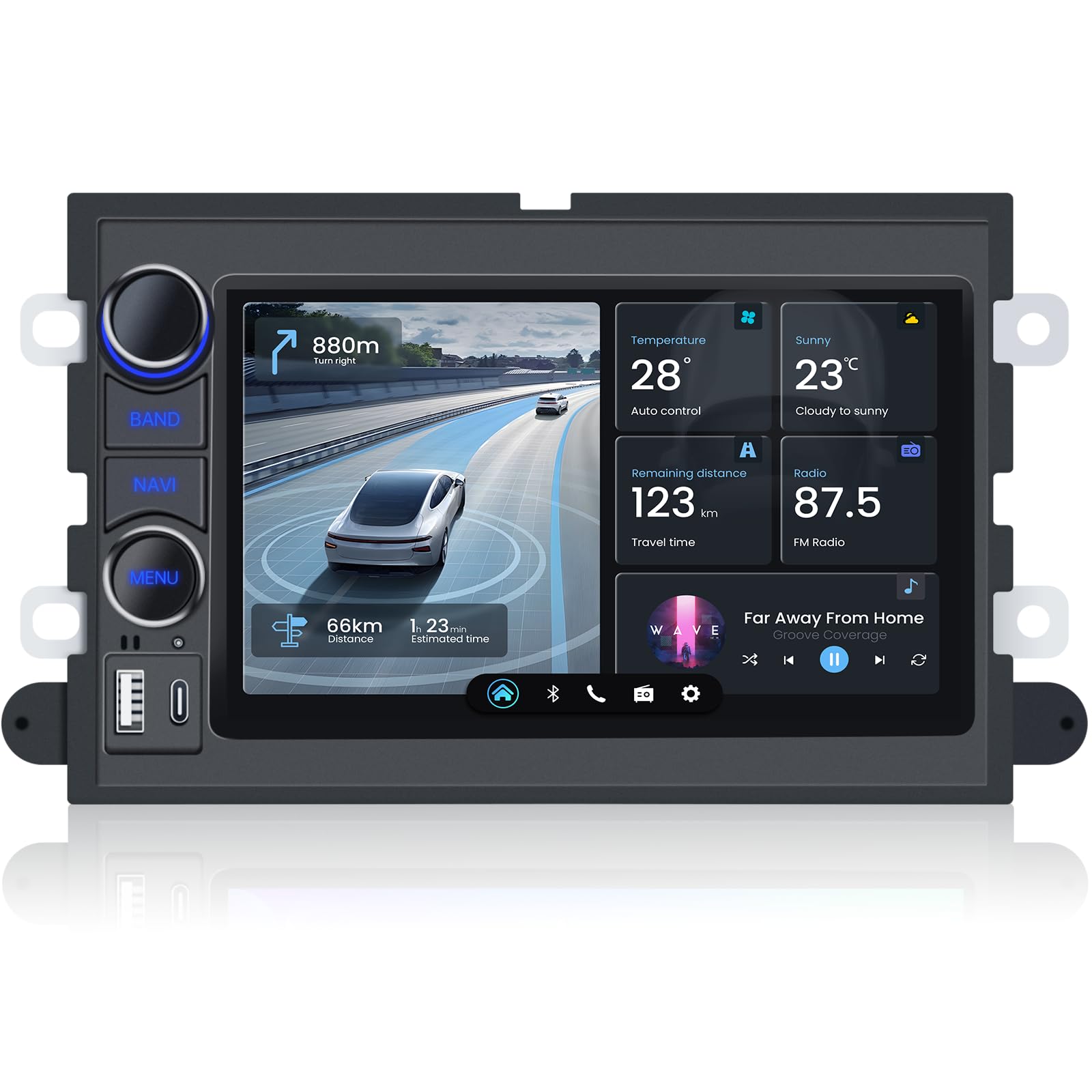 5G Wifi 64G Rom Car Radio Stereo For Ford F150 2004 2005 2006 2007 2008: 7 Inch 1280 * 800 Hd Touch Screen Head Unit Replacement