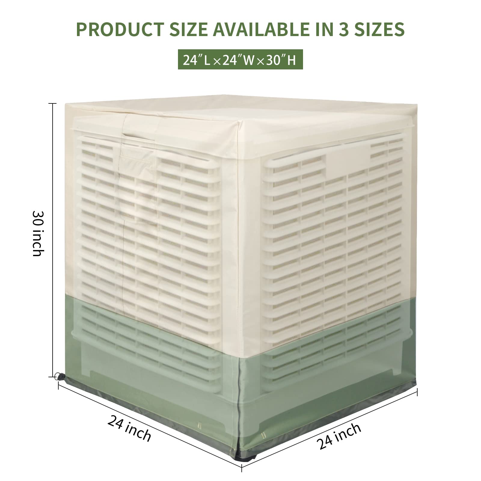 Loodro Air Conditioner Cover For Outside Units, 24 Inch Outdoor Ac Cover For Outside Unit Windproof, 600D Heavy Duty Oxford Fabr