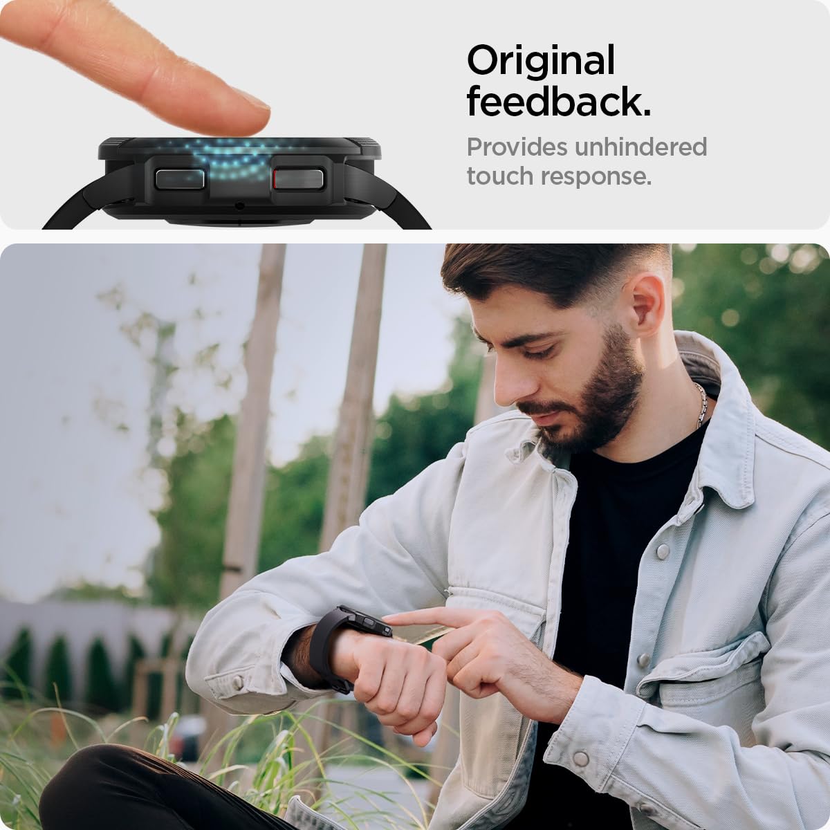 Spigen Tempered Glass Screen Protector [Glastr Ez Fit] Designed For Galaxy Watch 6 Classic (43Mm)   2 Pack