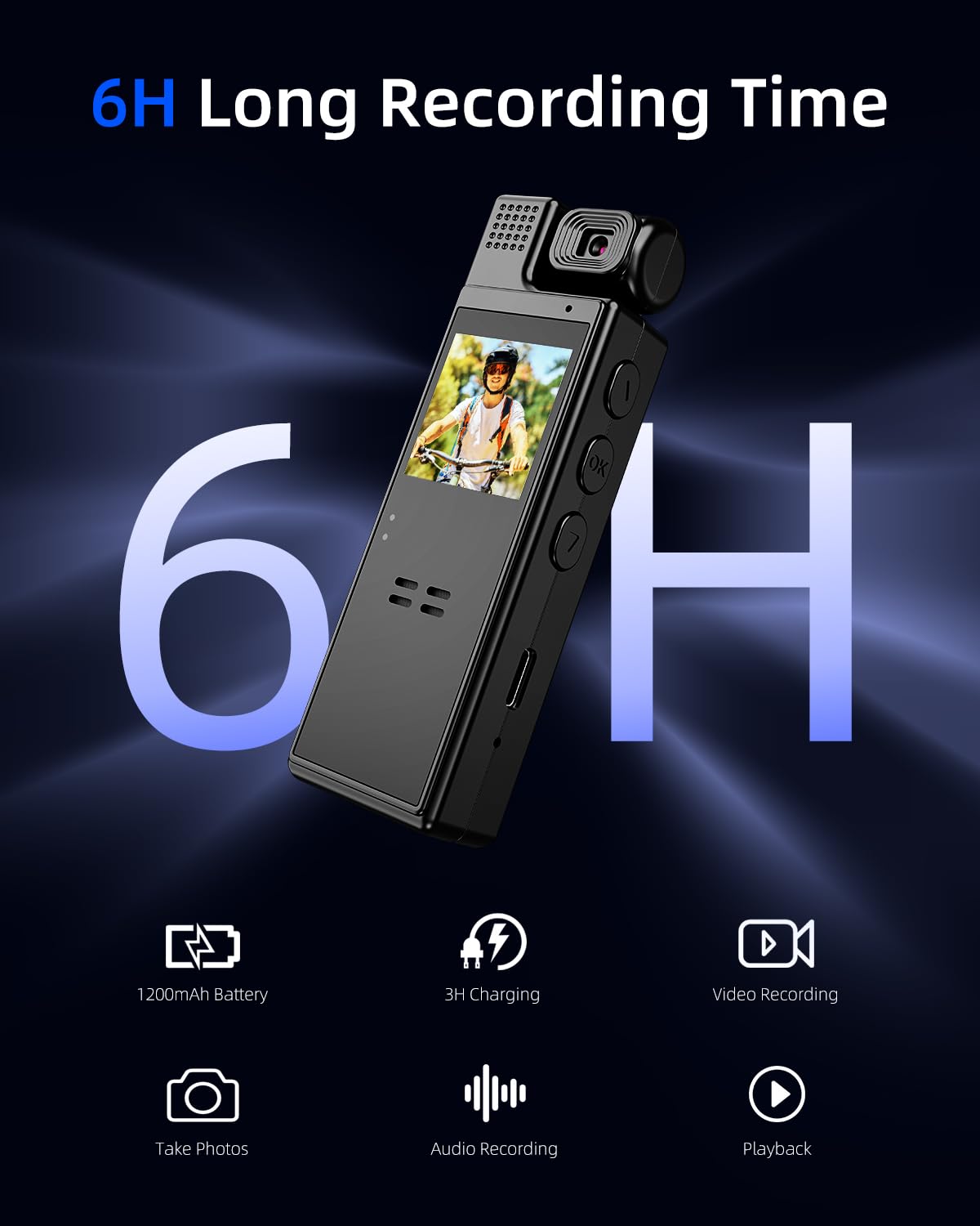 Vidcastive 64G Body Camera With Video And Audio Recording, 1080P Hd Police Body Worn Cam With 180 Rotatable Lens, Night Vision,