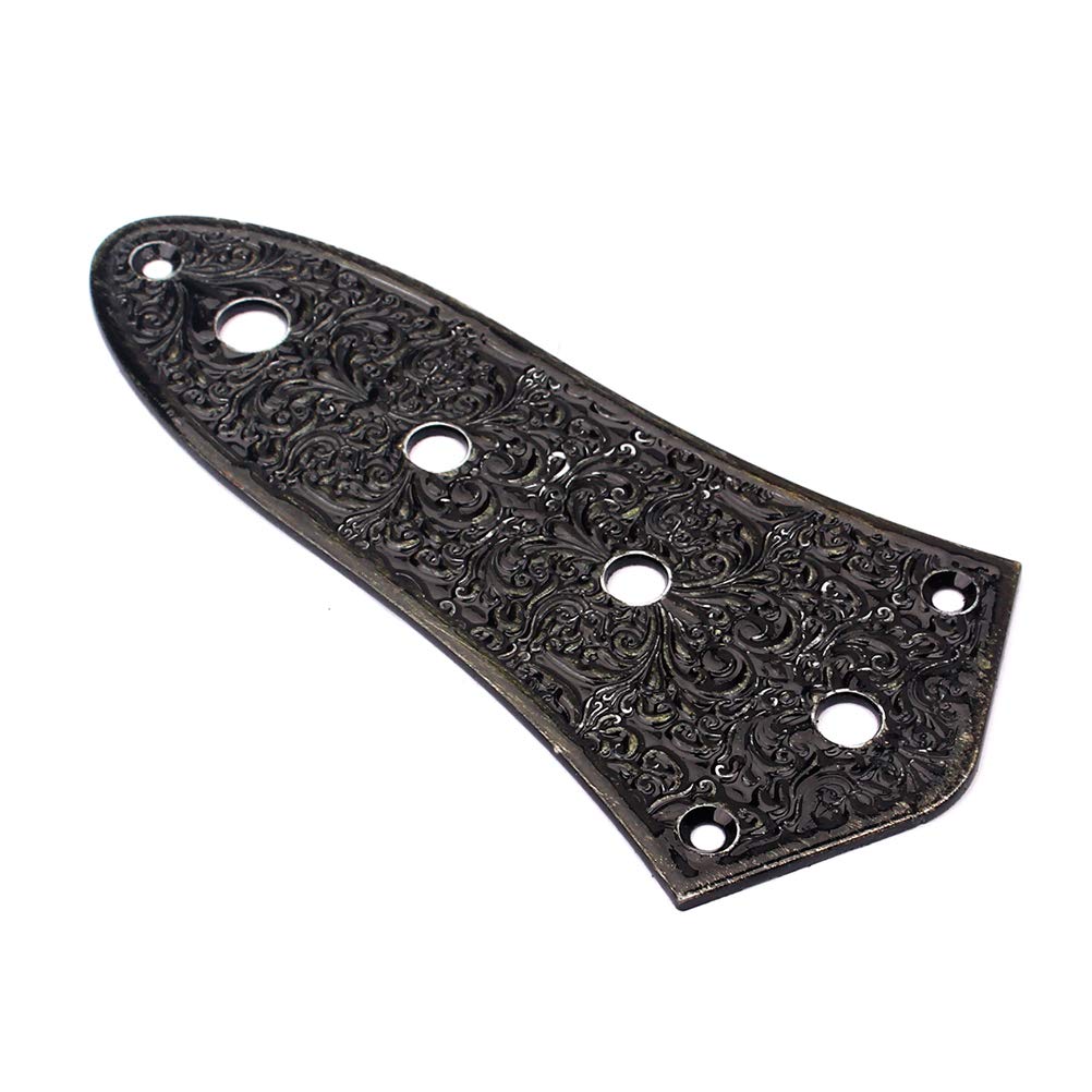 Artibetter 4 Hole Jazz Bass Control Plate Vintage Alloy Jazz Bass Parts (Black)