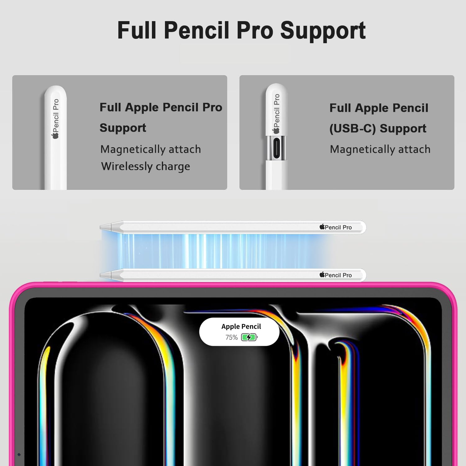 Imieet Ipad Pro 13 Inch Case M4 (2024) With Pencil Holder, [Support Pencil Pro And Pencil (Usb-C)],Trifold Stand Smart Case With