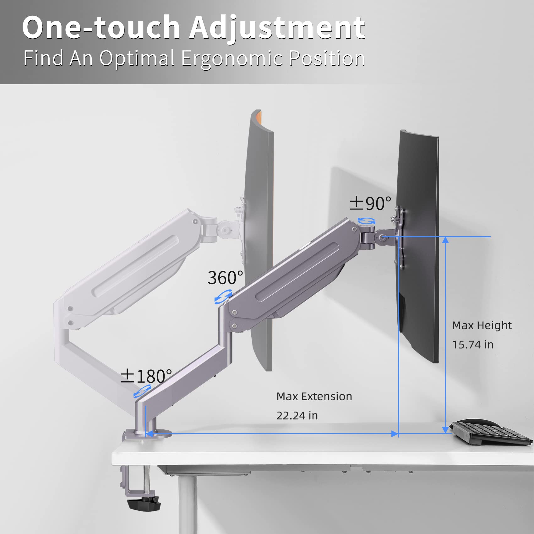 Suptek Monitor Mount Single Monitor Mount Stand,Gas Spring Monitor Arm Desk Mount Fully Adjustable Fits 17 20 22 23 24 26 27 Inc