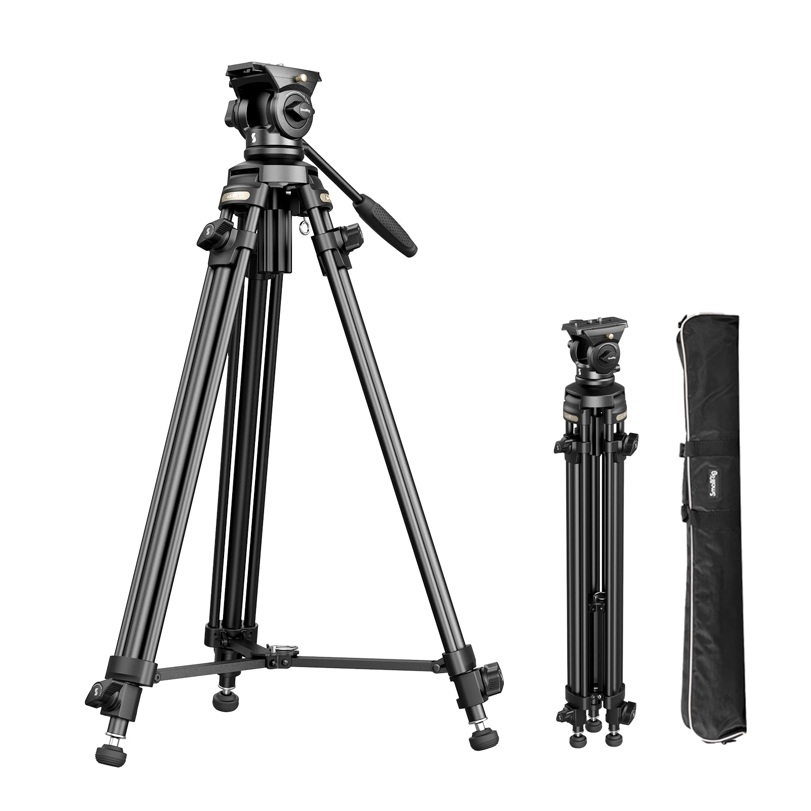 SmallRig AD-50Lite Video Tripod, Heavy Duty Tripod with 360Fluid Head, 62 Aluminum Alloy Travel Tripod with QR Plate, Lift Rope,
