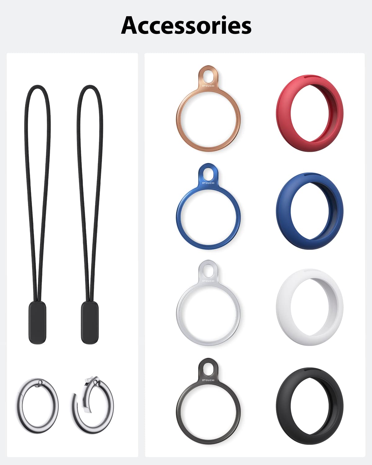 Stouchi 4 Packs Airtag Holder Key Ring With Soft Tpu Case, Stainless Steel Invisible Slim Keychain Compatible With Airtag 2021 F