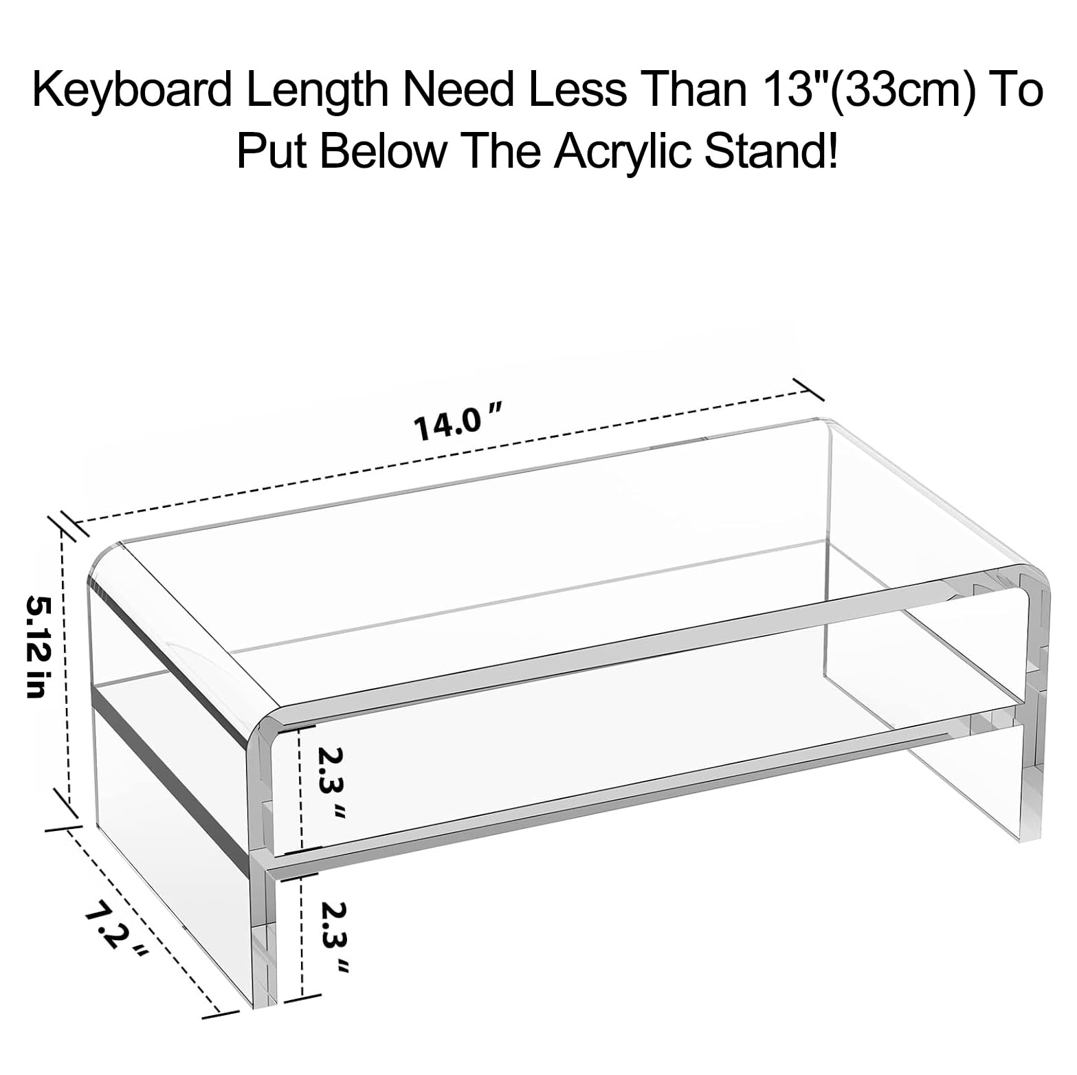 Egchi Acrylic Monitor Stand, 2 Tiers Clear Monitor Riser Computer Stand For Office, Home, Office, 5.12 Inches Hight Pc Desk Stan