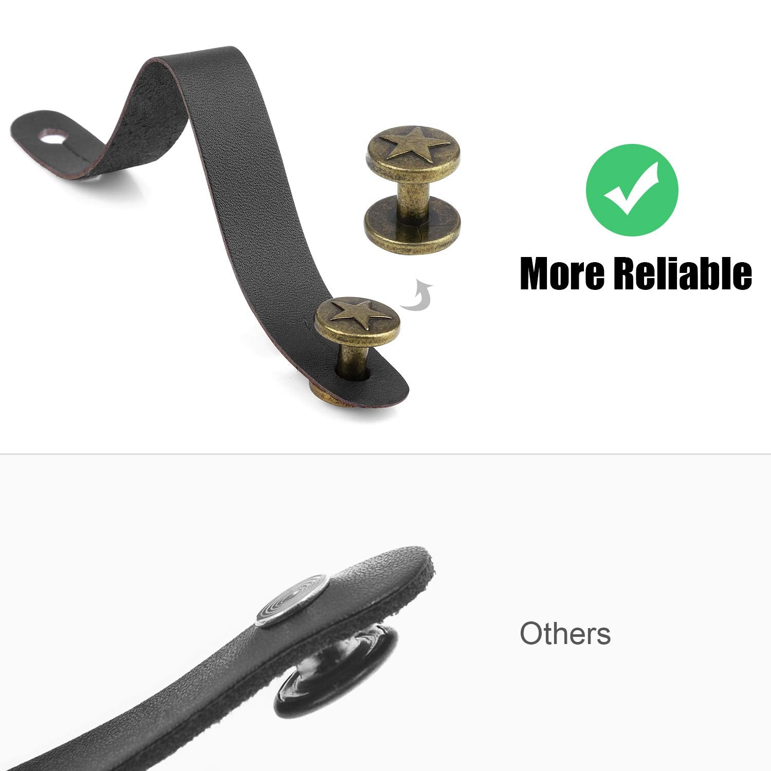 Anwenk Guitar Strap Locks Acoustic Guitar Strap Button Leather Headstock Adapter Strap Lock Button, Top Grade,Black