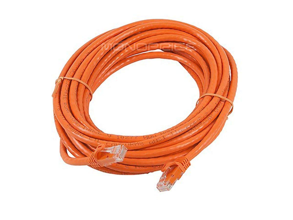 Monoprice Cat6 25Ft Orange Patch Cable Utp 24Awg 550Mhz Pure Bare Copper Snagless Rj45 Flexboot Series Ethernet Cable