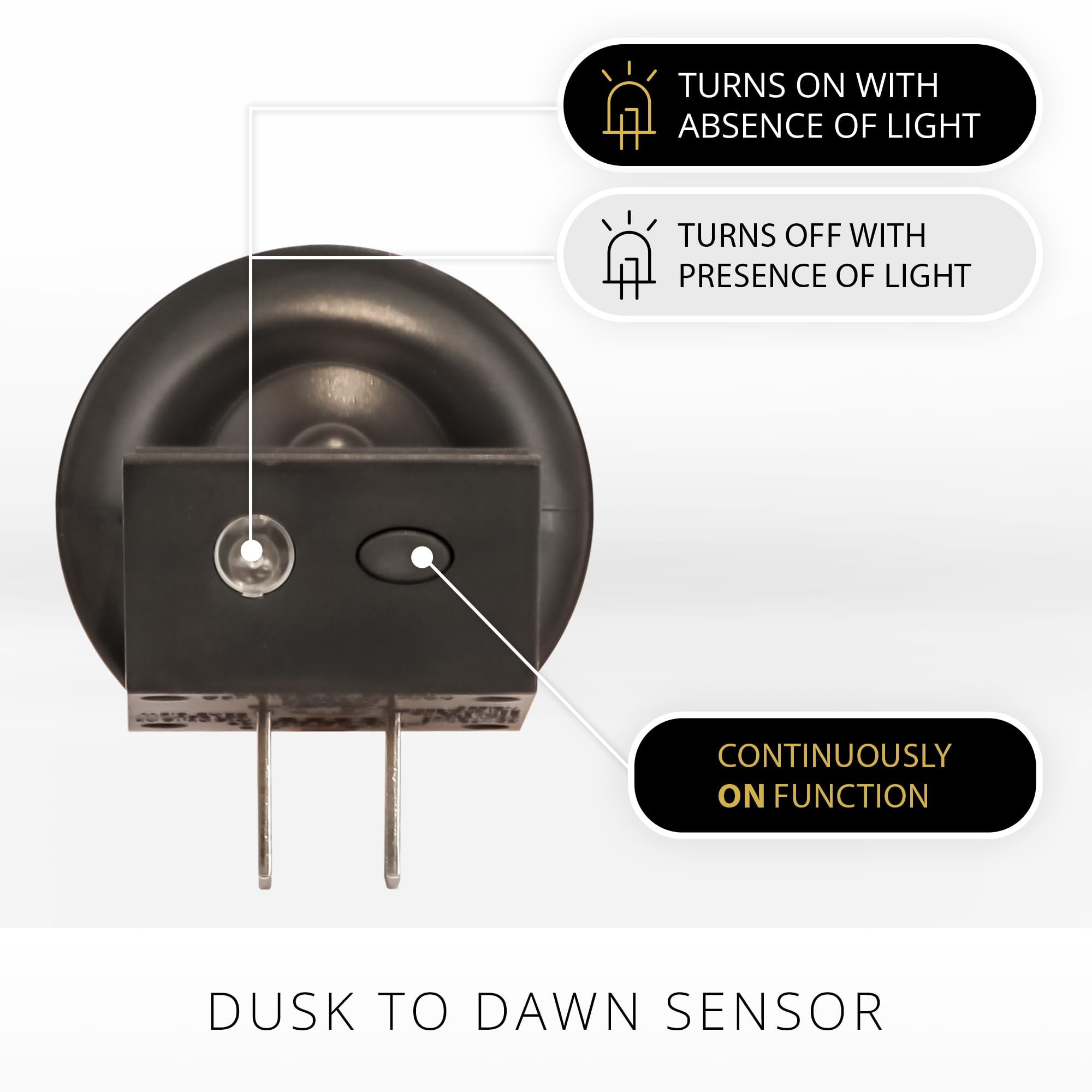 Luminara Flameless Candle Black Nightlight With Motion Sensor - Plugin Night Led Light With Patented Real-Flame Effect Technolog