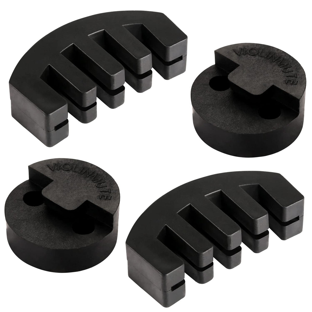 4Pcs Rubber Violin Mute, 2Pcs Claw Style & 2Pcs Round Tourte Violin Mute Black Practice Mute Violin Ultra Practice Silencer For 