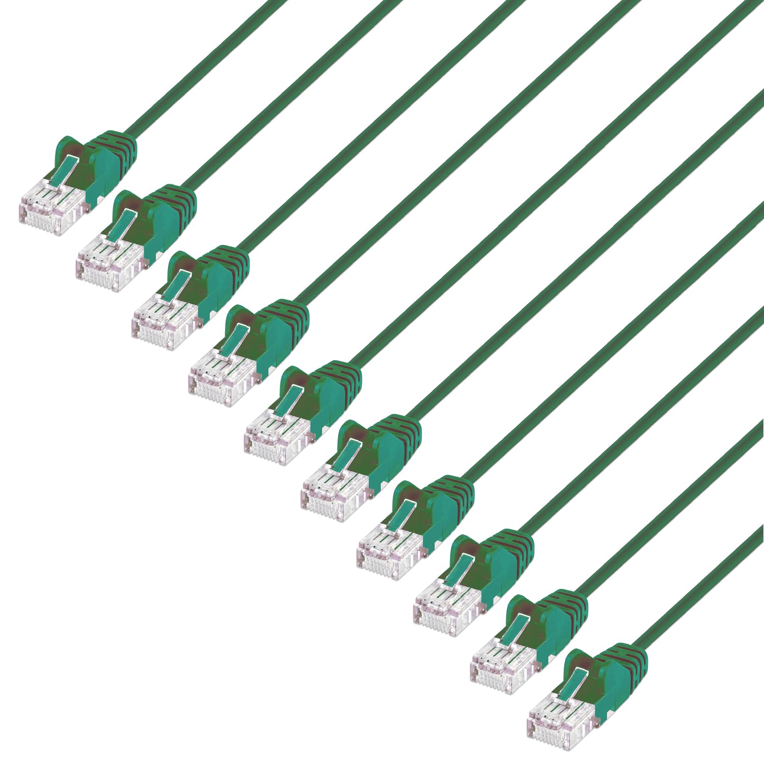 Cat6 U/Utp Slim Network Patch Cable, 1.5 Ft., Green, 10-Pack