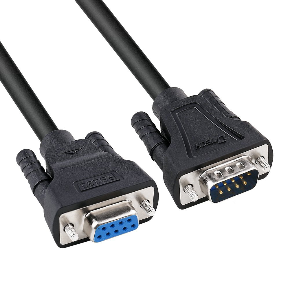 Dtech 1.5Ft Com Port Serial Cable Male To Female Rs232 Extension 9 Pin Straight Through Cord (0.5 Meter, Black)