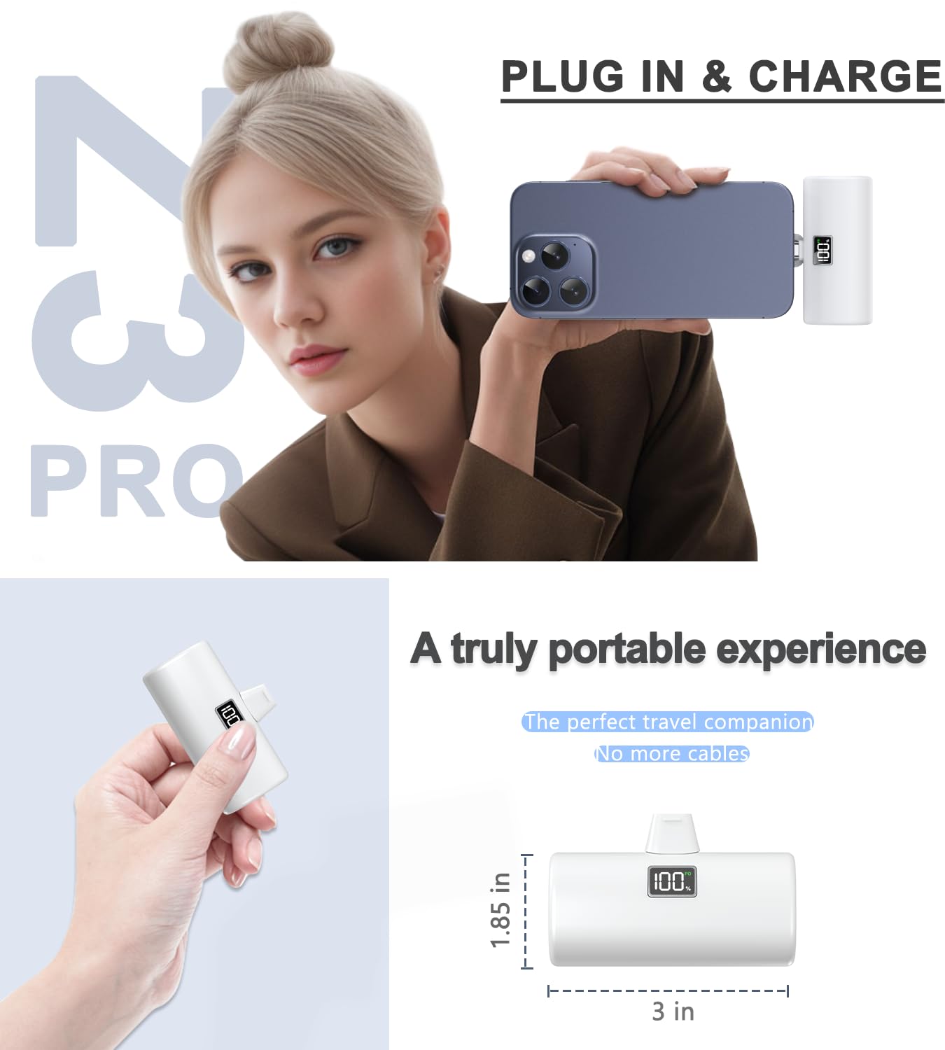 Lenuto Portable Charger For Iphone 15 16 Power Bank, 6000Mah Usb C Portable Phone Charger With Fast Charging (20W), Mini Battery
