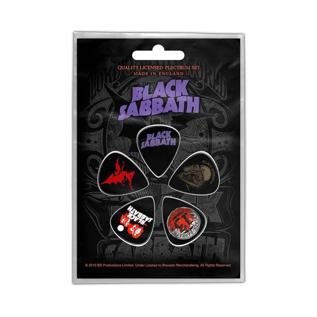 Black Sabbath Plectrum Pack, 1Mm Thick, Purple Logo, Officially Licensed, Made In England, Nylon, Heavy Gauge, Guitar