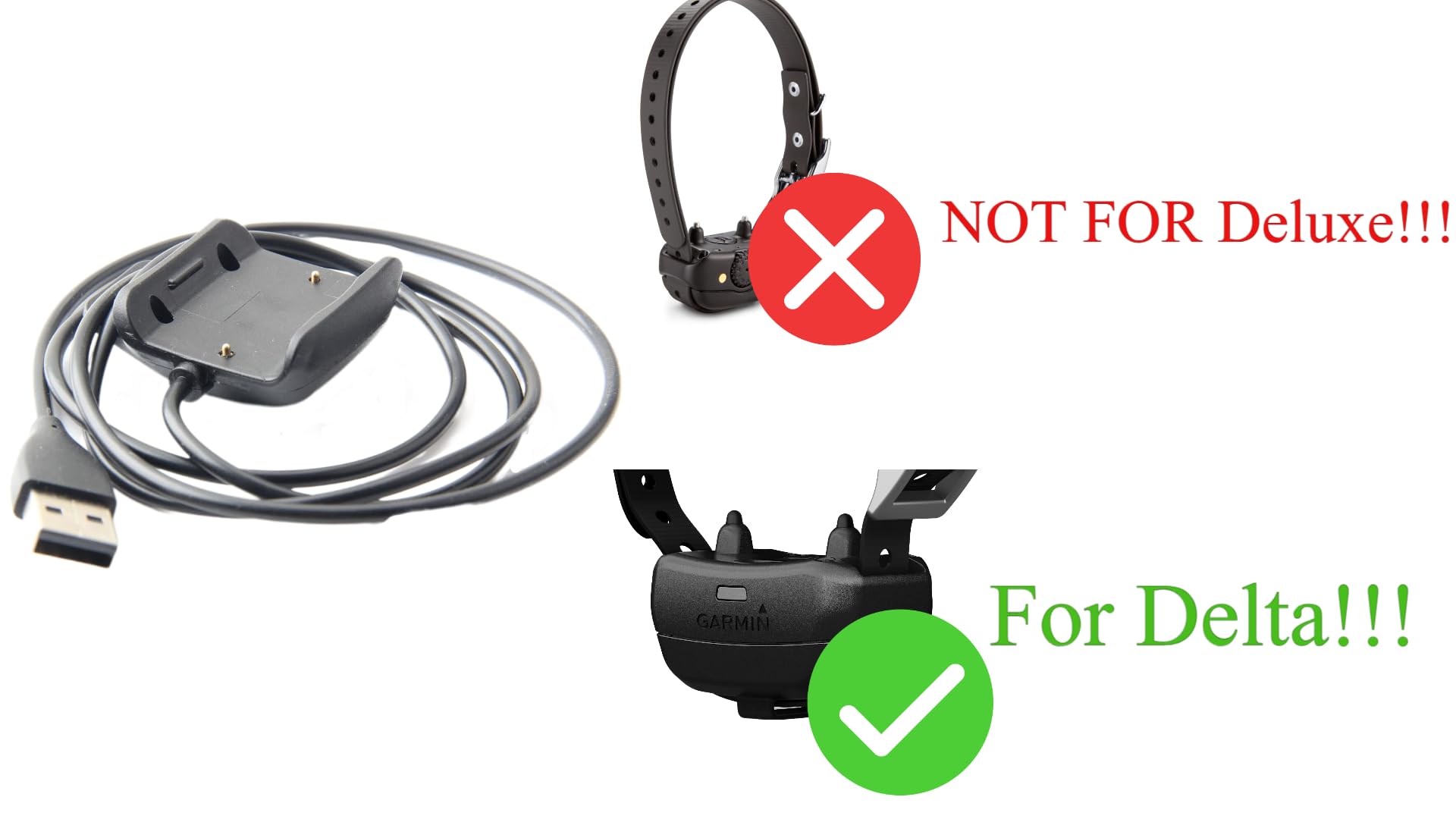 Kelefet For Garmin Delta Sport Delta Upland Delta Xc Training Dog Collars Anti Barking Collar Charger Clip With Usb Cable (1)