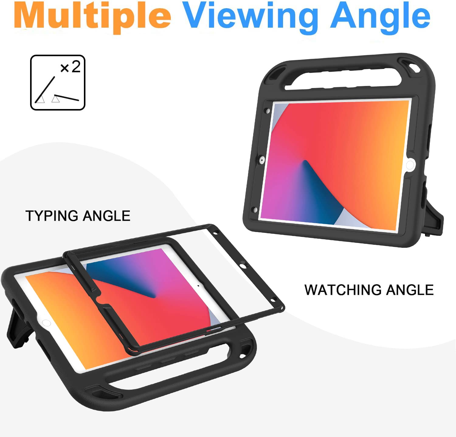 Bmouo Kids Case For Ipad 9Th/8Th/7Th Generation (2021/2020/2019), With Built In Screen Protector, Shockproof Handle Stand Kids I