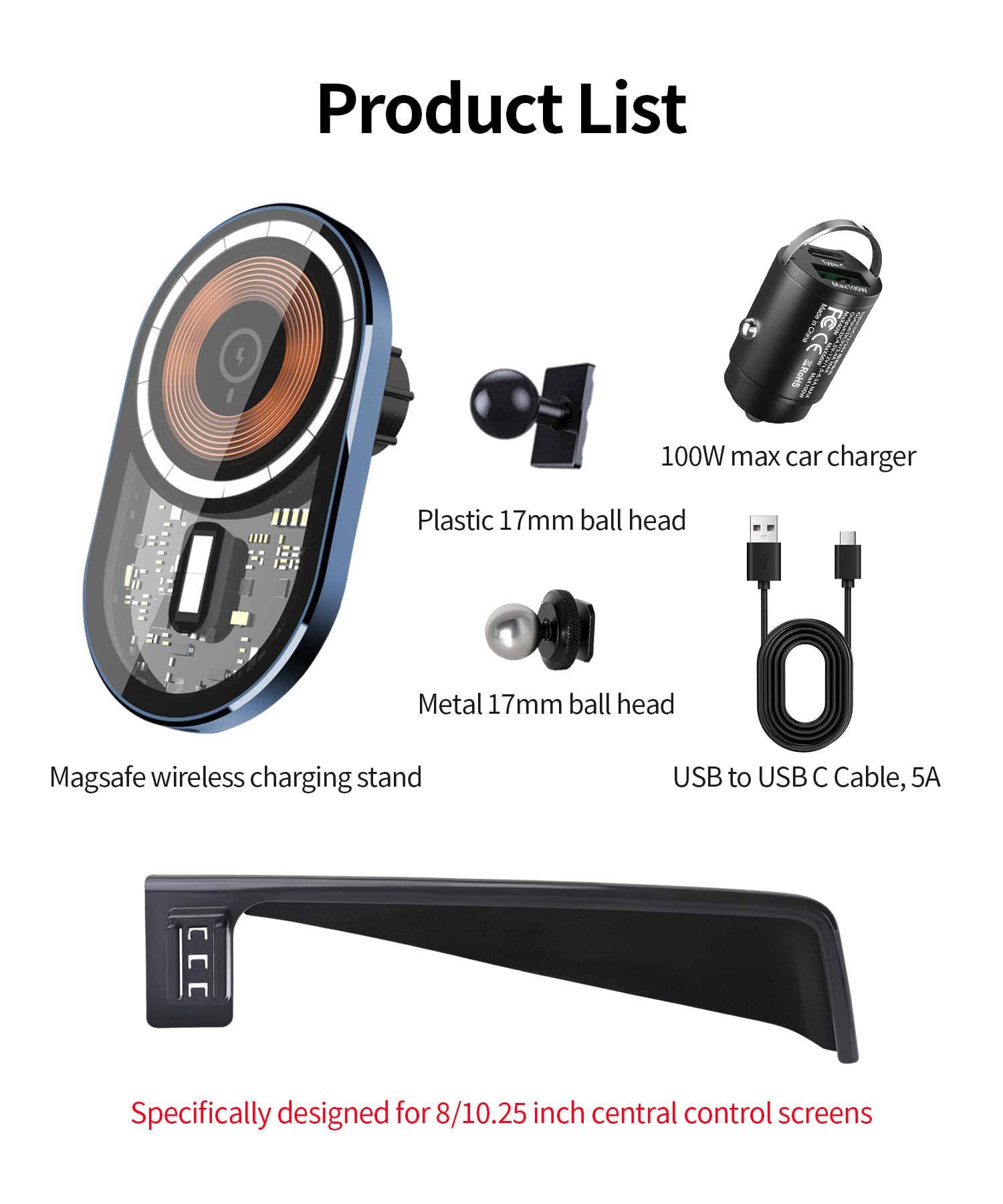 Masergogo Wireless Charging Car Phone Holder For Hyundai Elantra/Hybrid 2021-2025/Elantra N 2023-2025 Accessories 8/10.25 Inch S