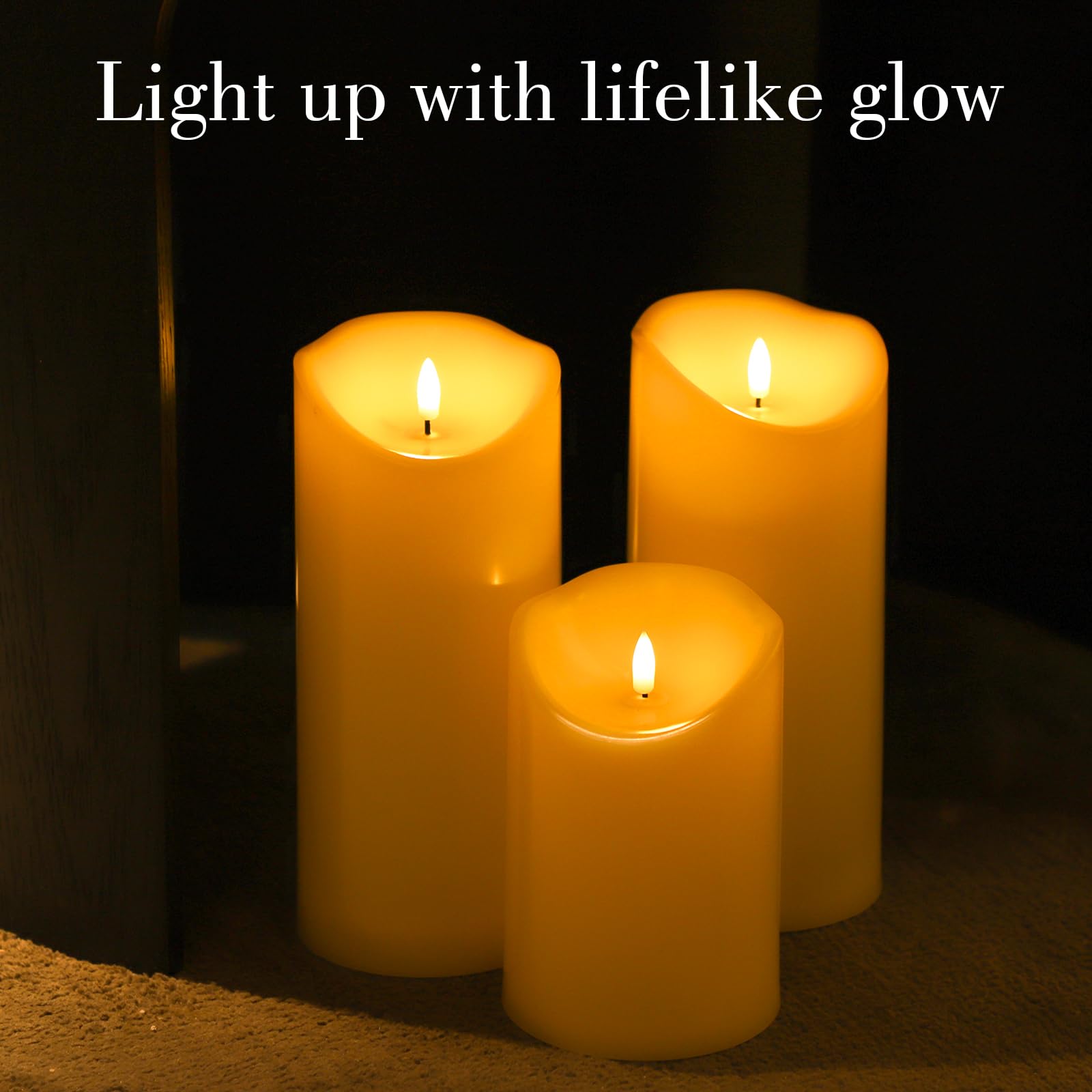 Angelloong Waterproof Flameless Candles With Remote, 6''X4'' Outdoor Battery Operated Candles With Timer, Led Flickering Pillar