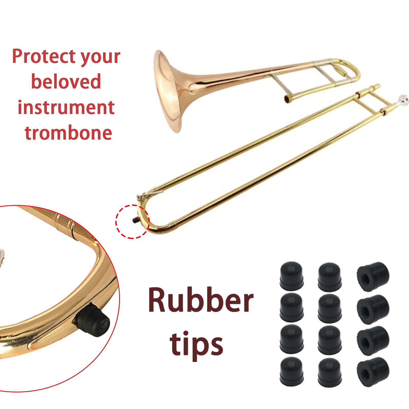Cheerock 12Pcs Trombone Slide Rubber Protectors   Trombone Rubber Stopper And Tip For Brass Instrument Accessories