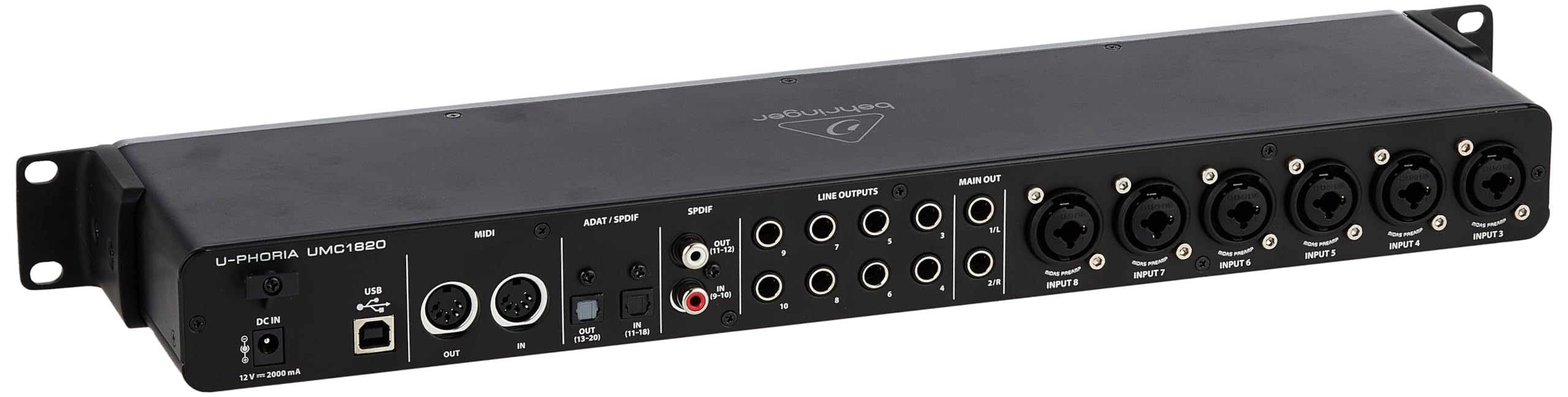 Behringer U-Phoria Umc1820 Audiophile 18X20, 24-Bit/96 Khz Usb Audio/Midi Interface With Midas Mic Preamplifiers