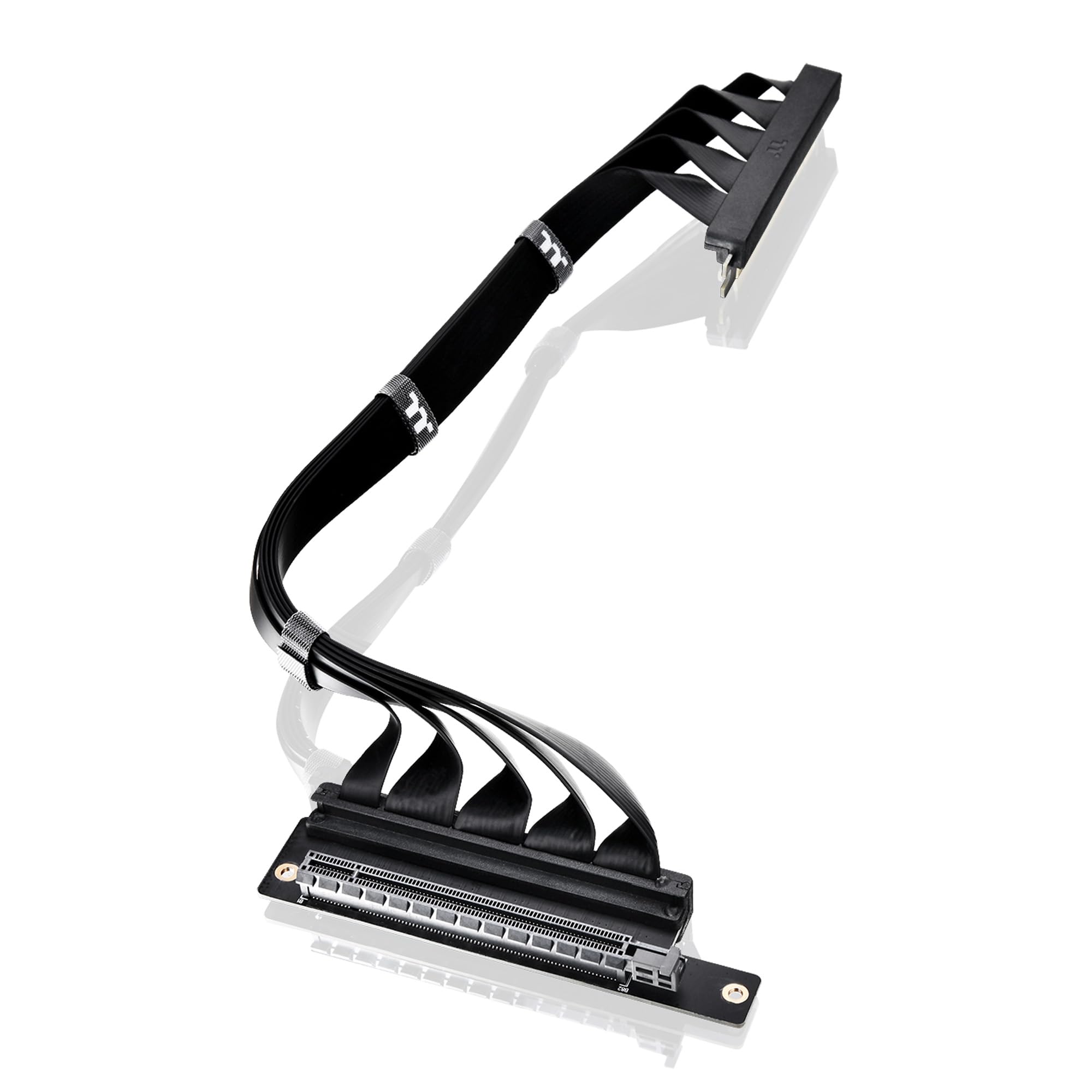 Thermaltake PCIe 4.0 Dual 90Degree Connectors Riser Cable; 16Gbps High-Speed Transmission; 400mm; EMI Shielding; AC-077-CO1OTN-C
