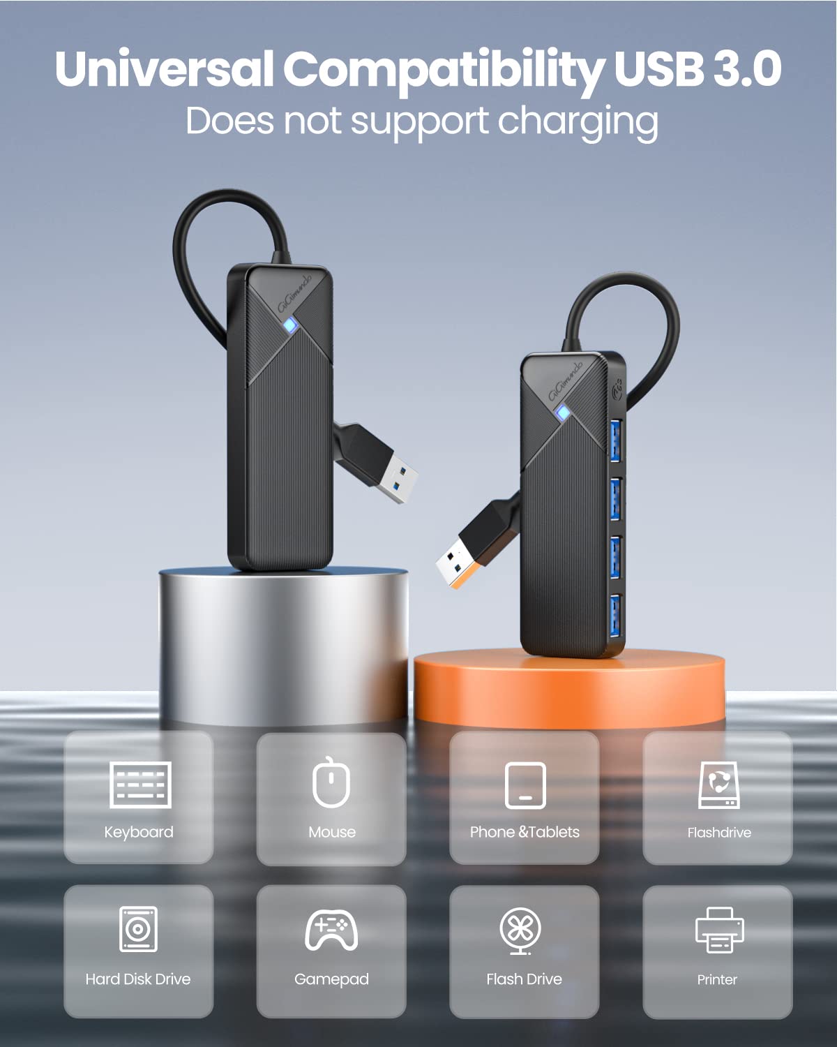 Gigimundo 5Gbps Usb 3.0 Hub, Multi 4 Ports Usb Splitter Usb Expander For Laptop, Computer, Pc, Ps4, Xbox, Printer, Keyboard, Mou