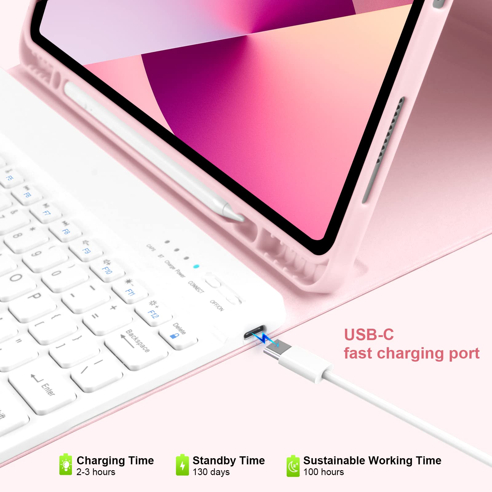 Keyboard Case For Ipad Pro 12.9 Inch 2022, For Ipad Air 13 Inch M2 2024 Case With Keyboard For Ipad Pro 12.9 5Th 2021 Case With